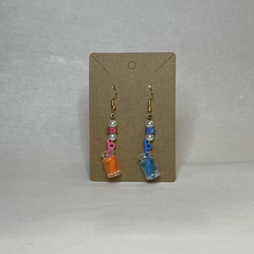 Orange and Blue Earrings - $10