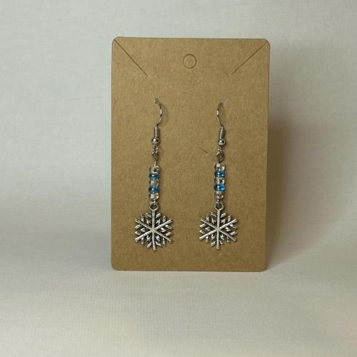 Blue Snowflake Earrings - $10