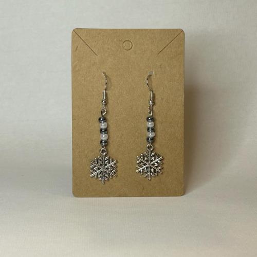 Silver Snowflake Earrings - $10